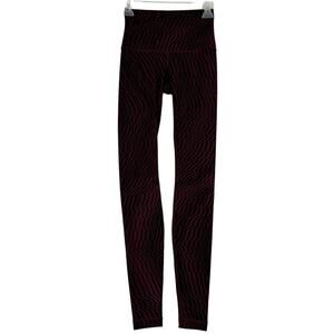 Lululemon Wunder Under High Rise Leggings Size 4 Purple Black Zig Zag Print